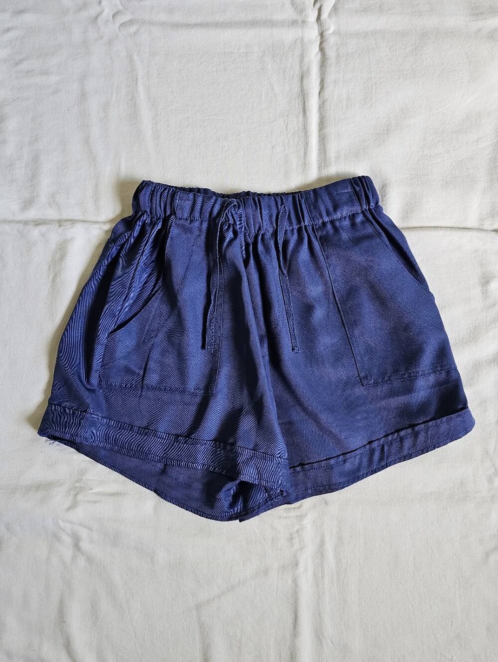 Blue Women's Elastic Waist Shorts
